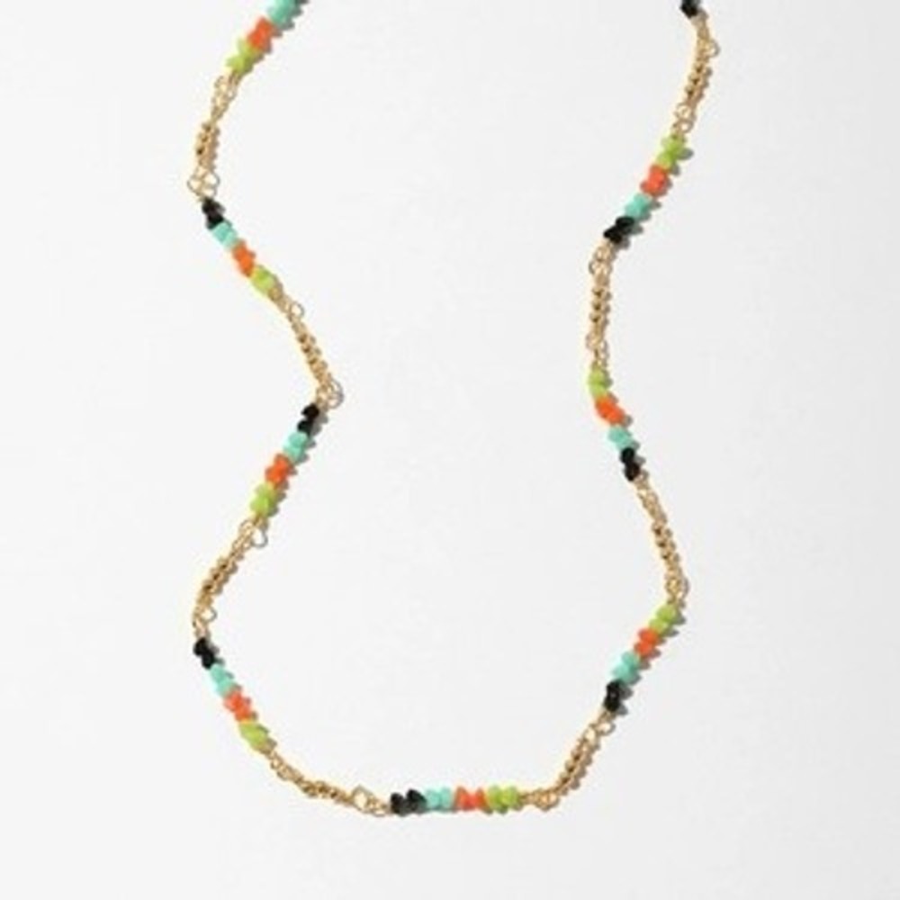 Gold Multi Color Seed Bead Choker Necklace Adjustable Chain Boho Summer Jewelry‎